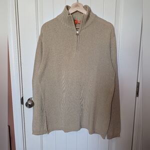 Boss Hugo Boss Cotton Blend Quarter Zip Knit Sweater Men’s Medium Beige
